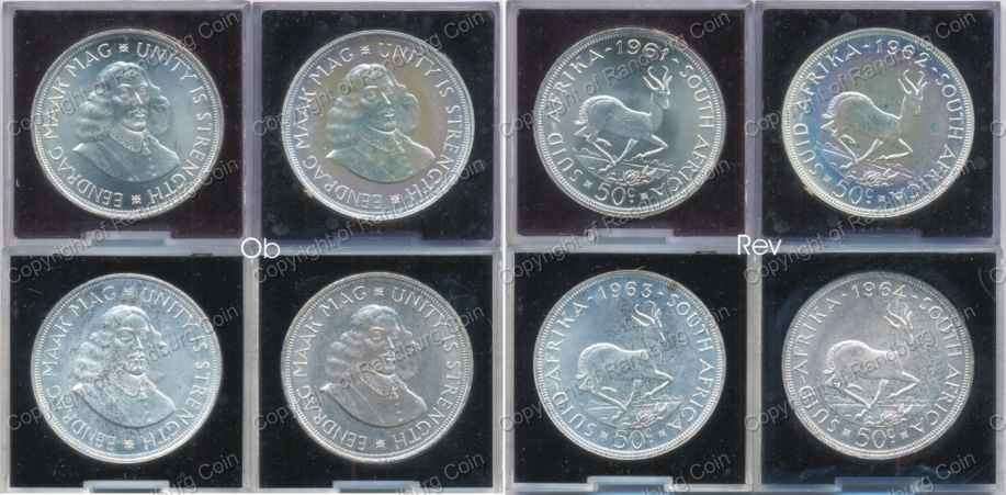 *#* 1961 to 1964 South Africa 1st Decimal Crown set in perspex holders *#*