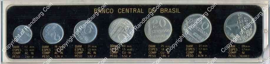 *#* Brazil 1967 Coin set in perspex - one corner of perspex is damaged*#*