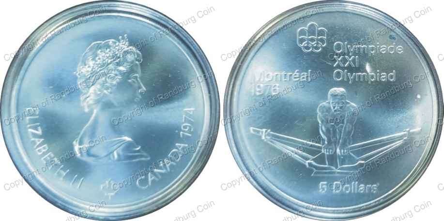 *#* Canada 1974 -Silver (Stg-24.3gr) 5 Dollar- Commemorating the Montreal 76 Olympic Games-Rower *#*