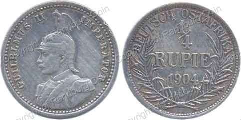 *#* German East Africa 1904A - Silver 1/4 Rupie *#*
