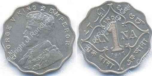 *#* 1917 India - British - 1 Anna *#*
