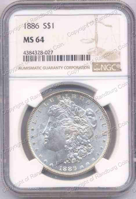 *#* USA 1886 Silver Morgan dollar - MS64 - NGC *#*