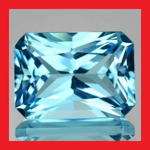CUBIC ZIRCONIUM - SKY BLUE OCTAGON PRINCESS CUT - 4.05cts