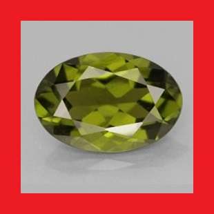 CUBIC ZIRCONIUM - OLIVE GREEN OVAL FACET - 1.50cts