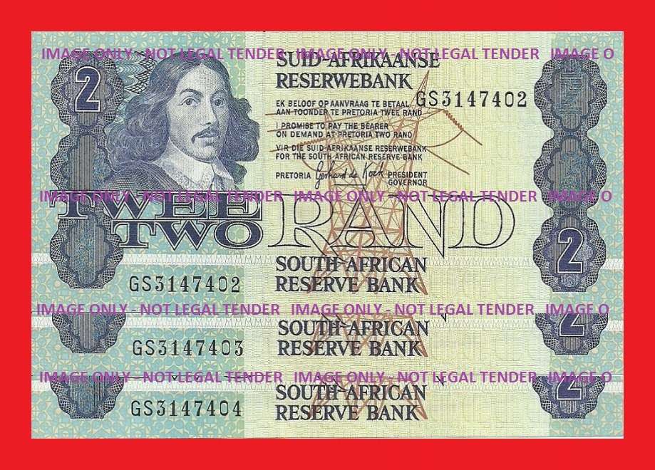 G.P.C. de Kock R2 3rd Series Banknote UNCirculated Seq Of 3 Bid Per Note