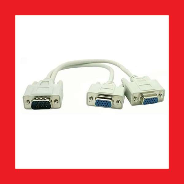 1 PC TO 2 SVGA MONITOR Male to 2 Dual Female Y Adapter Splitter 15 PIN Cable