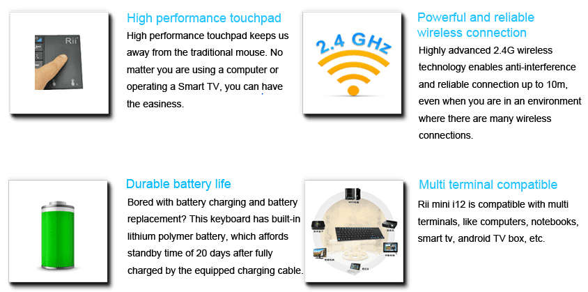 Rii Slim Mini Wireless Zoom Touchpad Keyboard - Rii 0.21kg
