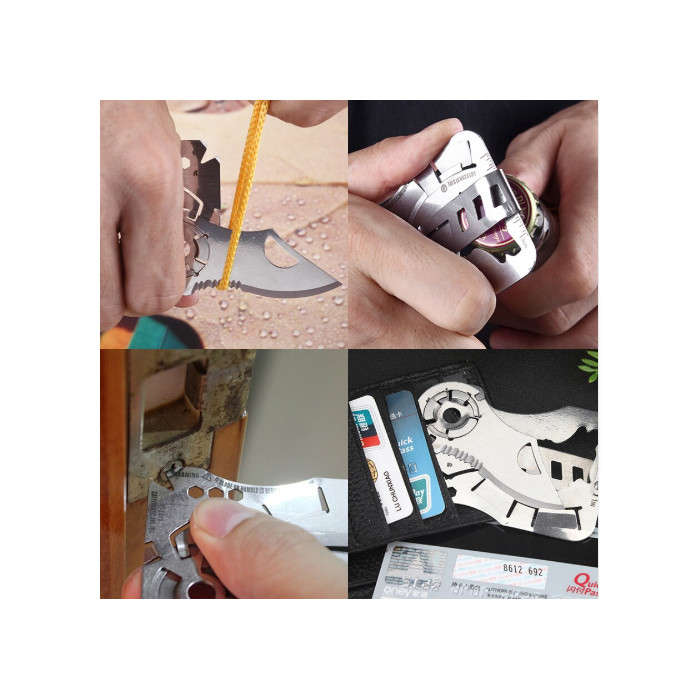 DZI EDC 9 in 1 Stainless Steel Multi Function Card/Pocket Tool