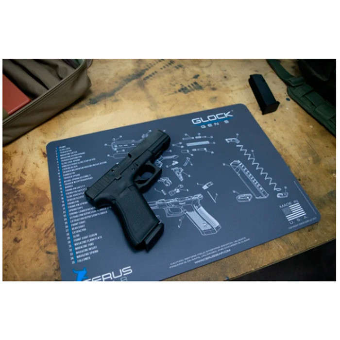 Cerus Gear Handgun Promat Cleaning Mat - Glock Gen5 Schematic - Charcoal Grey
