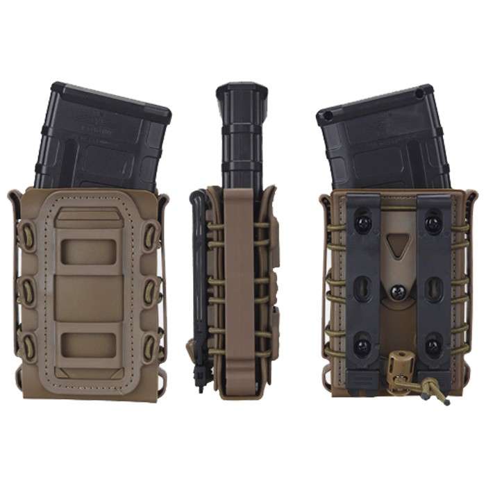 DZI Taco Style Adjustable AR/AK Rifle Mag Pouch - Various Coyote Brown