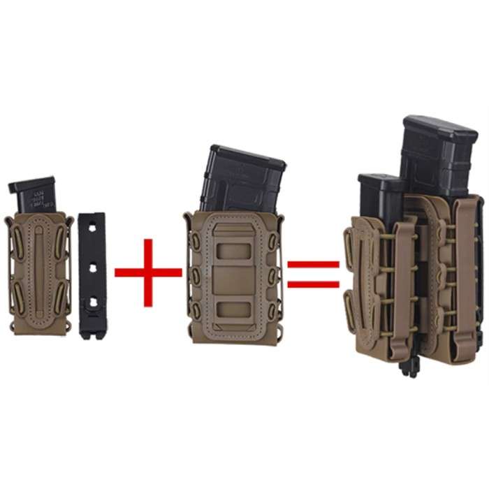 DZI Taco Style Adjustable AR/AK Rifle Mag Pouch - Various Coyote Brown