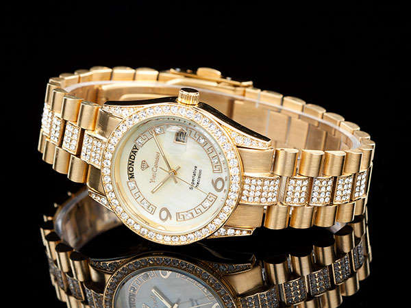 YVES CAMANI Lady TIBERIUS Crystal Gold Pl. Watch *HIGH CLASS LUXURY*