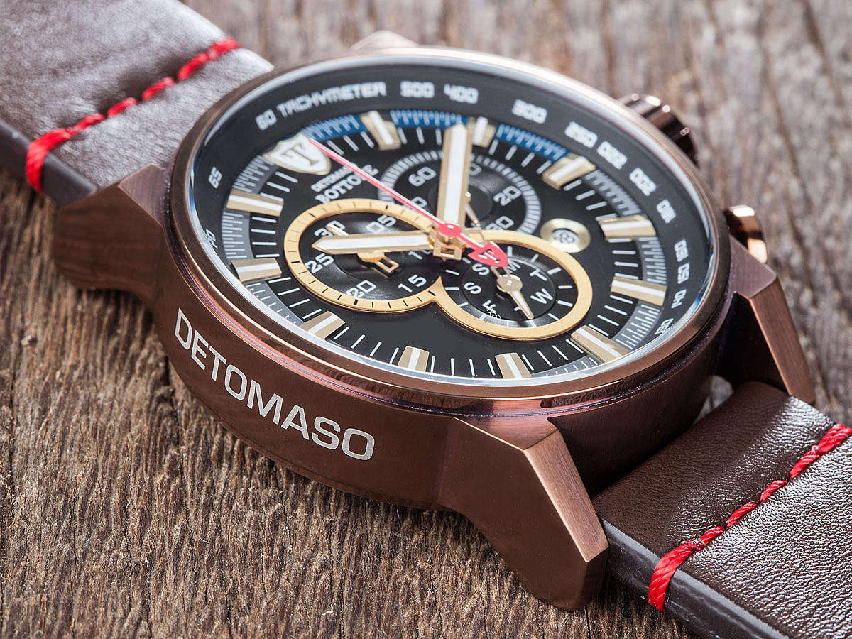 DETOMASO® Men's Bottone Borwn Ionized Swiss Chronograph Watch  W. BOX, PAPERS, FULLY LOADED!!