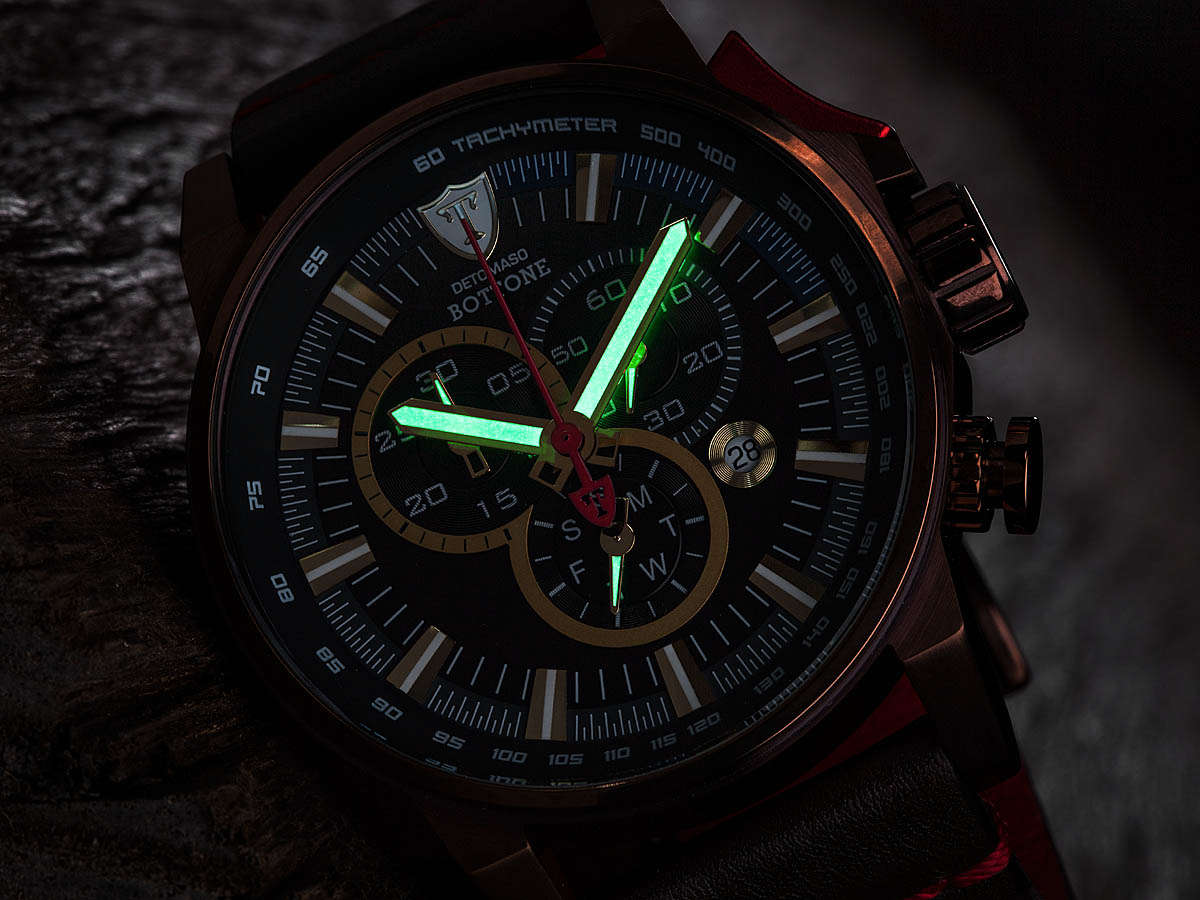 DETOMASO® Men's Bottone Borwn Ionized Swiss Chronograph Watch  W. BOX, PAPERS, FULLY LOADED!!