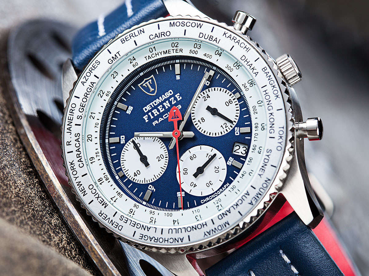 DETOMASO® ITALIA FIRENZE WORLD GP CHRONO HEIDFELD TEAM WATCH W. BOX, PAPERS, FULLY LOADED!!