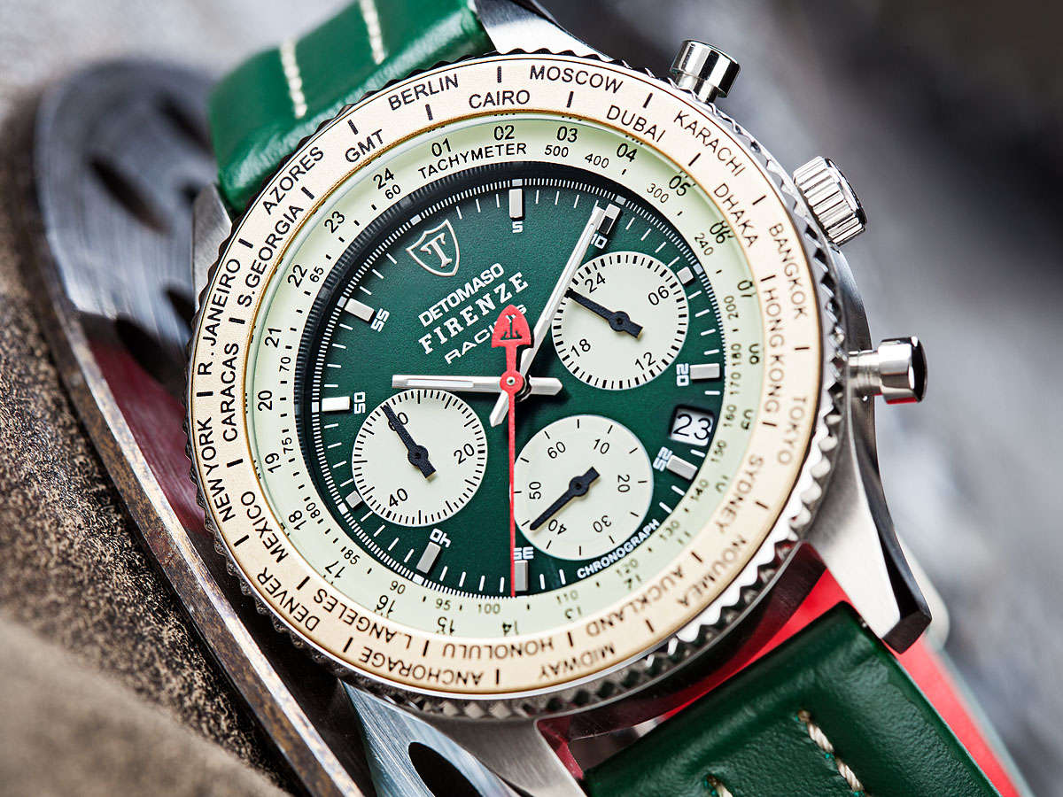 DETOMASO® ITALIA FIRENZE WORLD GP CHRONO HEIDFELD TEAM WATCH W. BOX, PAPERS, FULLY LOADED!!