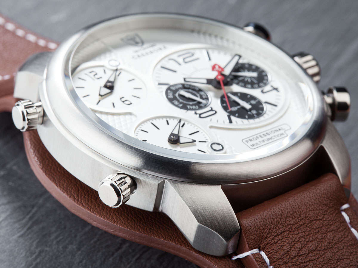 DETOMASO MEN'S BROWN EDITION CASABONA 57MM HUGE SWISS CHRONOGRAPH WATCH *NEW!