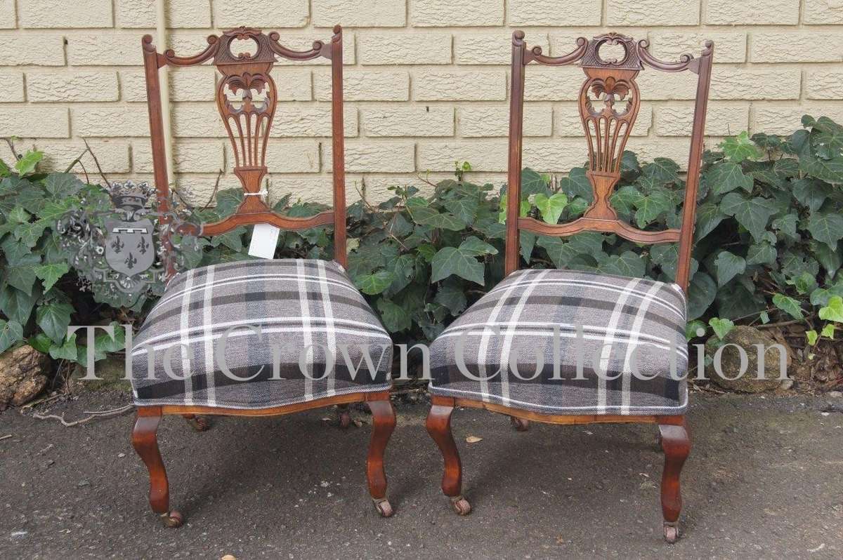 Pair Edwardian Low Chairs
