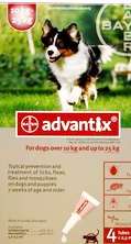 Advantix Large Dogs Over 10 -25Kg Pack of 4