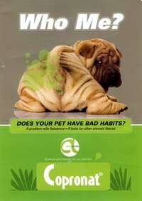 Copronat spray for flatulence and coprophagia