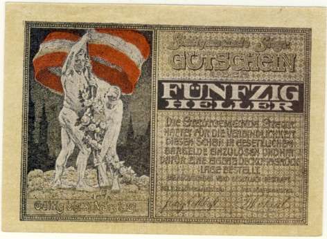Notgeld 1914 - 1921, 50 Heller, Austria -  Steyr