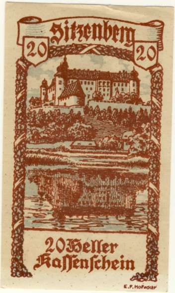 Notgeld 1914 - 1921, 20 Heller, Austria - Sitzenberg