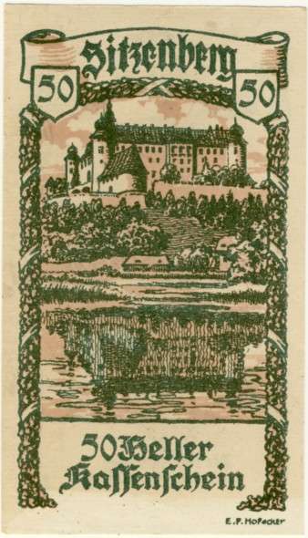 Notgeld 1914 - 1921, 50 Heller, Austria - Sitzenberg