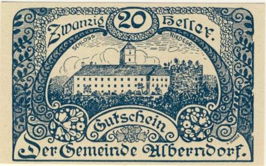 Notgeld 1914 - 1921, 20 Heller, Austria - Alberndorf