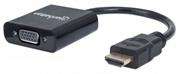 Manhattan HDMI to VGA Converter HDMI Male to VGA Female, black , Retail Box, Limited Lifetime Warran
