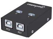 Manhattan Hi-Speed USB 2.0 Automatic Sharing Switch - 1x2 Ports, Dual Control, Auto-Sensing USB 2.0