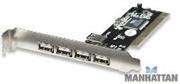 Manhattan 4 Port PCI Card,External USB-4 External or 3 External with 1 Internal Connections, Retail