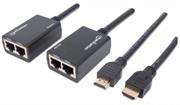 Manhattan Cat5e/Cat6 HDMI Extender - Extends 1080p signal up to 30 m (100 ft.), integrated HDMI cabl