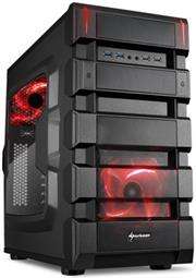 Sharkoon BD28 ATX Format PC Case - Red, ATX case, USB3.0, 2 openings for water cooling, Cable manage