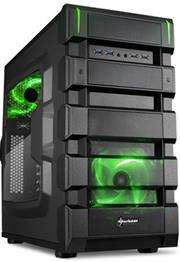 Sharkoon BD28 ATX Format PC Case - Green, ATX case, USB3.0, 2 openings for water cooling, Cable mana