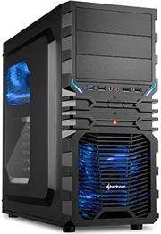 Sharkoon VG4-W Midi Tower PC Gaming Case Blue with Window, USB 3.0, Mounting possibilities: 3x 5.25"