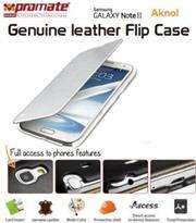 Promate Aknol-Premium Leather Flip Case for Samsung Galaxy Note 2-White Retail Box 1 Year Warranty