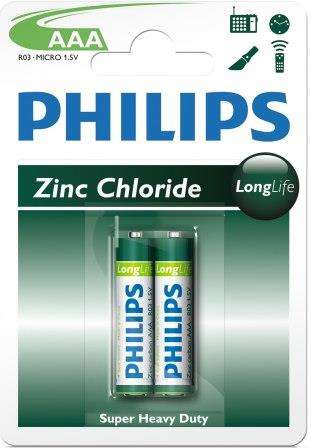 Philips LongLife Battery 2 X R03L2B AAA Zinc