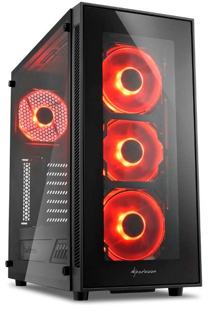 Sharkoon TG5 Window ATX Tower PC Gaming Case Red