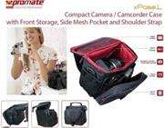 Promate Xpose.L Compact Camera/Camcorder Case with Front Storage, Side Mesh Pocket and Shoulder Stra