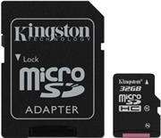 Kingston MicroSD 32GB Class 10, Retail Box , 5 year warranty