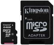 Kingston MicroSD XC 64GB Class10, Retail Box , 5 year warranty