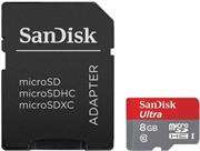 SanDisk 8GB microSDHC Memory Card Ultra Class 10 UHS-I with microSD Adapter, Retail Box , 1 year war