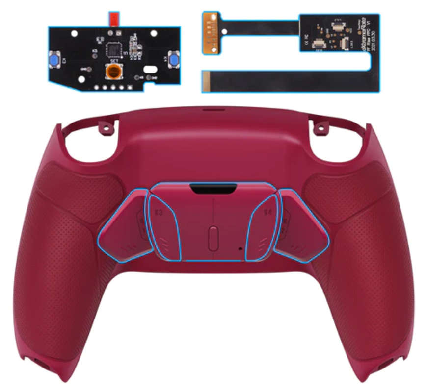 Ps5 Dualsense Controller 4x Back Button Mod Kit Rise4 Rubberized Cosmic Red