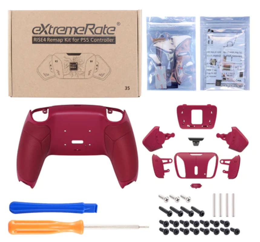 Ps5 Dualsense Controller 4x Back Button Mod Kit Rise4 Rubberized Cosmic Red