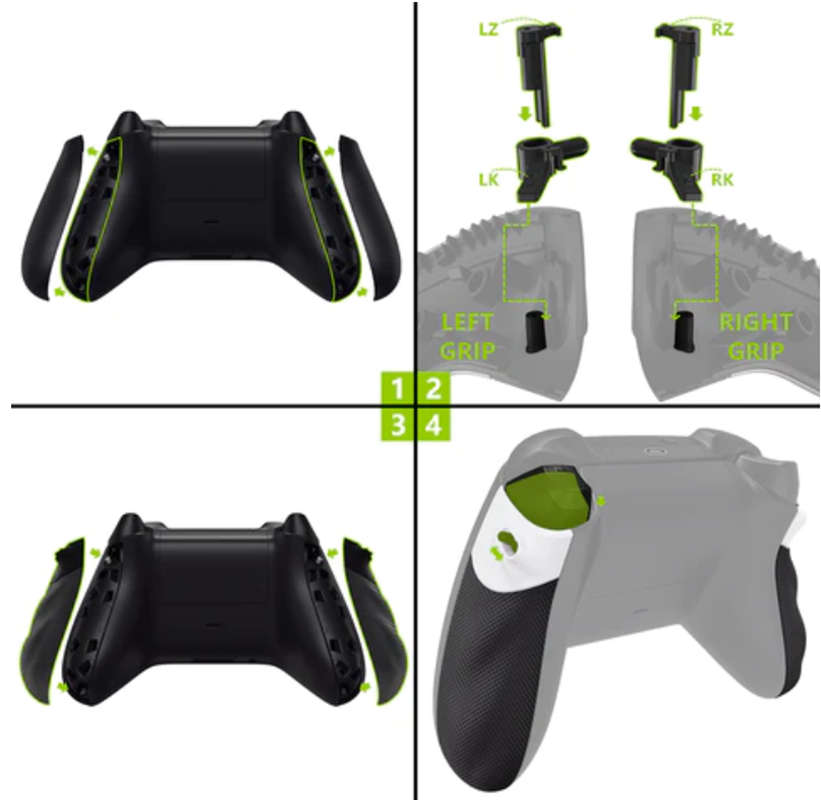 Xbox Series X/S Controller Flexor Diamond Textured Side Rails Grips with Trigger Stop Kit Vampire...