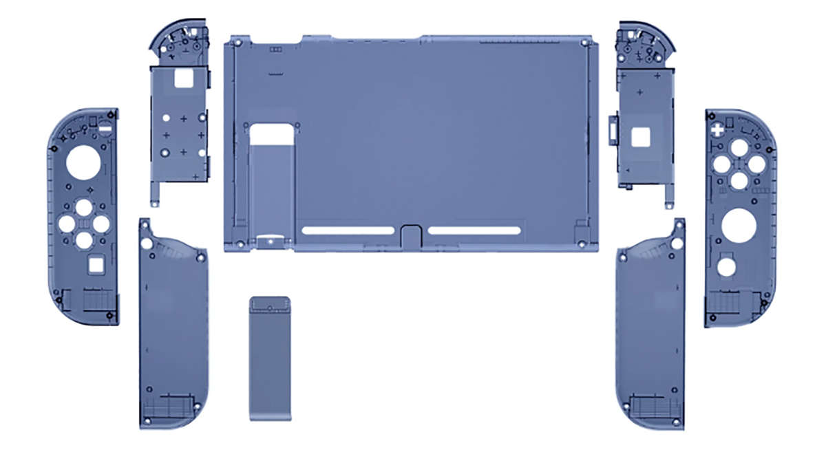 NS Switch Console Full Shell Clear Deep Ocean Blue