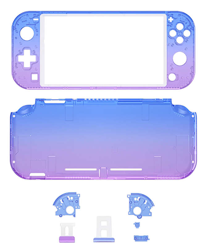 NS Switch Lite Complete Shell Kit Glossy Gradient Translucent Bluebell