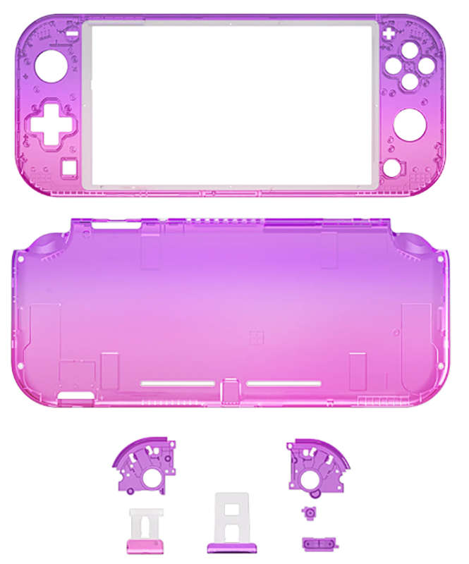 NS Switch Lite Complete Shell Kit Glossy Gradient Translucent Purple Rose Red