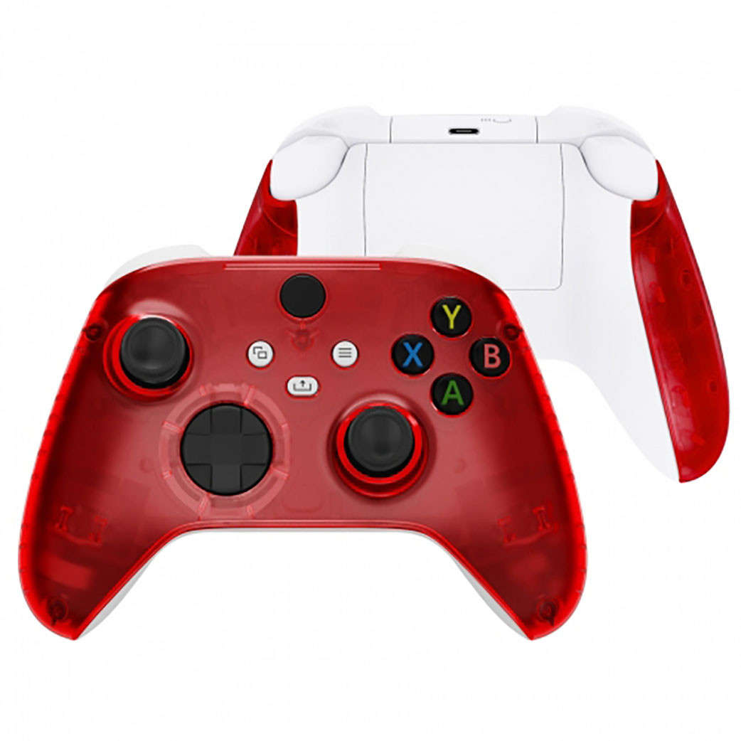 XBOX SERIES S/X Controller Front Faceplate With Side Rails Clear Red