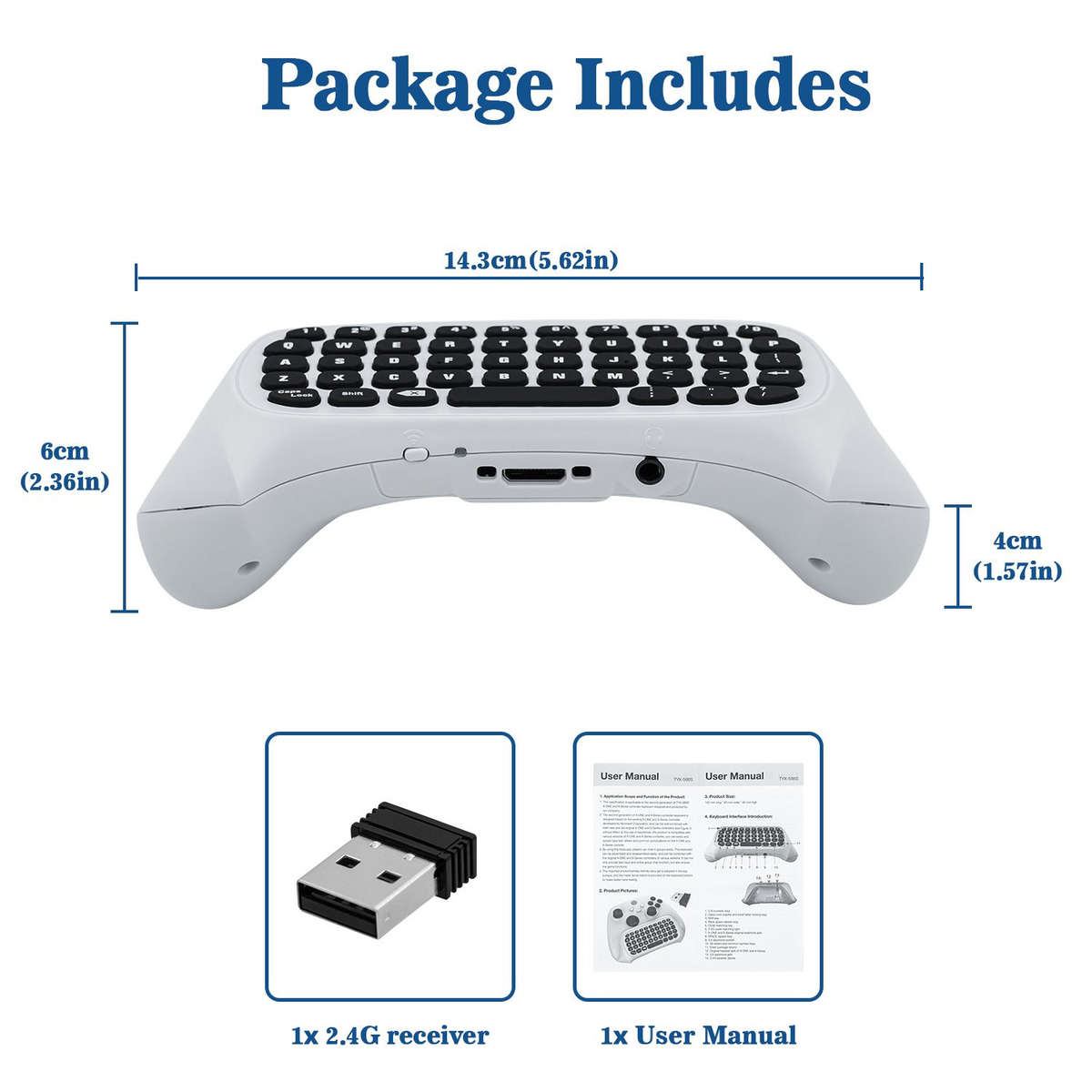 Xbox One S/Series S/X Gamepad Controller Dobe 2.4g Wireless Mini Keyboard White
